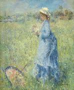 Pierre Auguste Renoir Femme cueillant des Fleurs oil painting on canvas